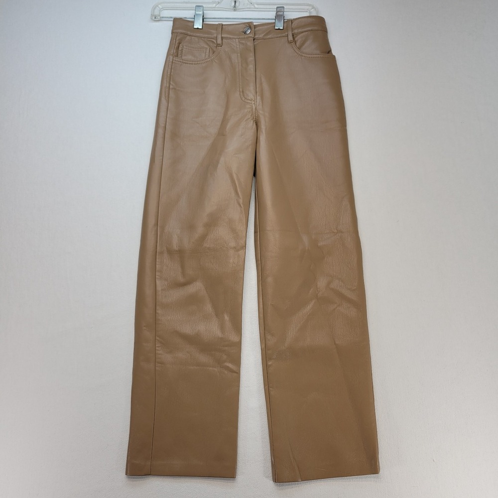 Wilfred Aritzia Pants Women 0 Brown Melina Pant Vegan Leather Straight High Rise